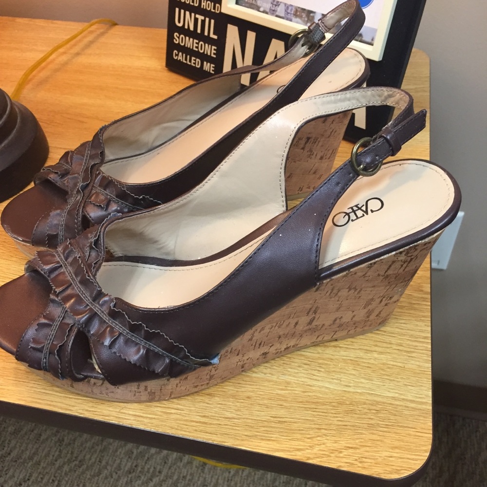 Brown wedge heels